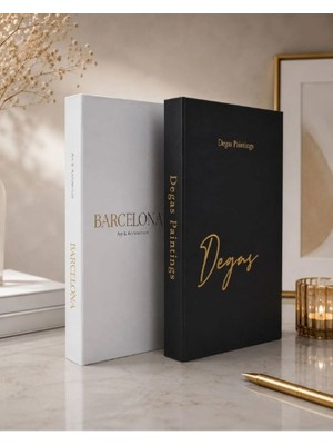 Rawliving 2'li Yaldızlı Ince Dekoratif Kitap Kutu Set (Barcelona&degas)