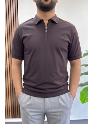 Edwox Erkek Pamuklu Soft Polo Yaka Tişört Kahverengi EDW500