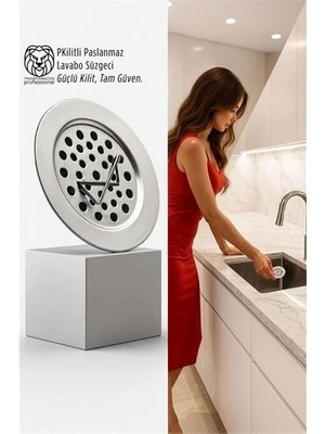 Eco Lounge Kilitli Paslanmaz Lavabo Süzgeci - Akıllı Tahliye ve Tam Süzme Teknolojisi (5.5 Cm)