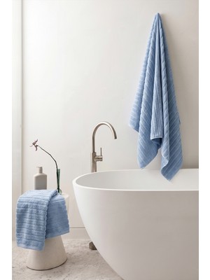 Teohomelinens Phaselis Banyo Havlu Açık Mavi 2'li Set %100 Pamuk 70X140 cm 670 Gsm