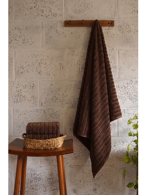 Teohomelinens Phaselis Banyo Havlu Kahverengi 2'li Set %100 Pamuk 70X140 cm 670 Gsm