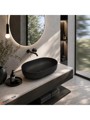 Kale Zero 2.0 60x40 Cm Mat Siyah Oval Çanak Lavabo