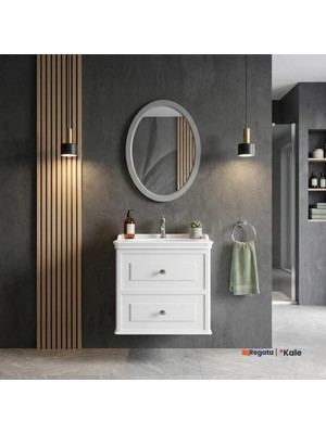Kale Miro 65 Cm Mat Beyaz Banyo Dolabı Takımı
