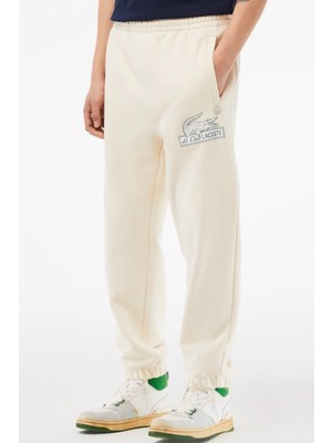 Lacoste Neo Heritage Organic Cotton Relaxed Fit Beige Sweatpants Erkek Rahat Kesim Pamuk Eşofman Altı Bej