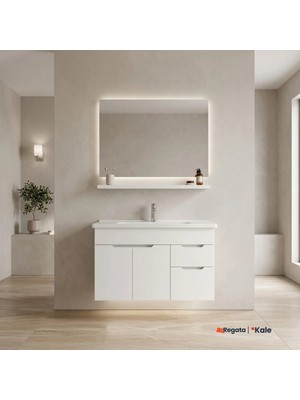 Kale Stora 100 Cm Parlak Beyaz Banyo Dolabı Takımı