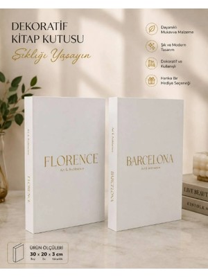 Rawliving 2'li Yaldızlı Ince Dekoratif Kitap Kutu Set (Barcelona&florence)