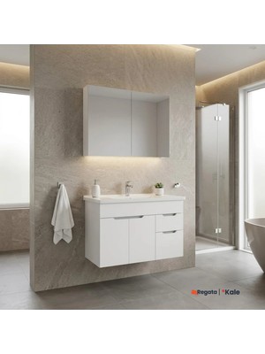 Kale Stora 100 cm Set Parlak Beyaz (Lavabo Dolabı + Aynalı Dolap)