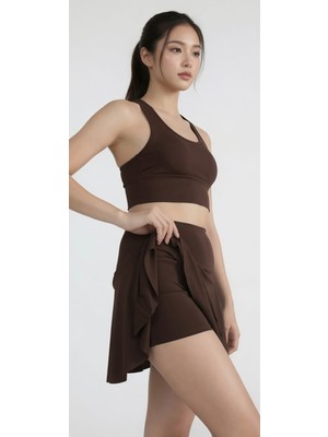 Sea Queen Kadın Günlük Spor Koşu Şortlu Etek Yüksek Bel Toparlayıcı Hızlı Kuruyan Deniz ve Havuz Şortu Bikini Altı Tayt