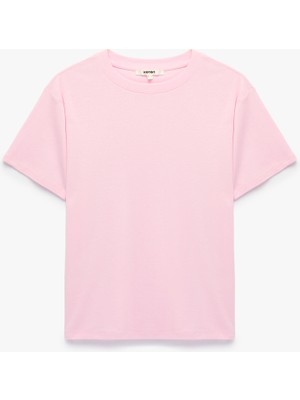 Koton Pamuklu Kısa Kollu Bisiklet Yaka Oversize Basic Tişört