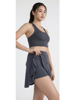Sea Queen Kadın Günlük Spor Koşu Şortlu Etek Yüksek Bel Toparlayıcı Hızlı Kuruyan Deniz ve Havuz Şortu Bikini Altı Tayt