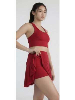 Sea Queen Kadın Günlük Spor Koşu Şortlu Etek Yüksek Bel Toparlayıcı Hızlı Kuruyan Deniz ve Havuz Şortu Bikini Altı Tayt
