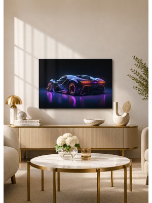 Zera Wall Mdf Tablo Mor Mavi Neon Işıklı Fütüristik Spor Otomobil – Genç Odası, Oyun Odası ve Ofis Duvar Dekorasyonu