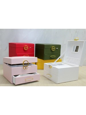 Eco Lounge 16X16 cm Deri Kaplamalı Makyaj ve Takı Kutusu