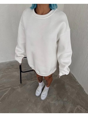 Beruflic Kışlık Bisiklet Yaka Üç Iplik Basic Sweatshirt
