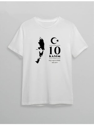 Beruflic 10 Kasım Atatürk Anma Günü Silüet Baskılı Oversize Bisiklet Yaka Tshirt