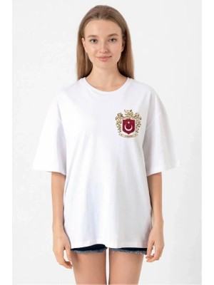 Beruflic Türk Arma Baskılı Oversize Bisiklet Yaka Günlük Tshirt