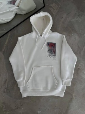 Beruflic Uzun Kol Kapşonlu Ön ve Arka Baskılı Sweatshirt