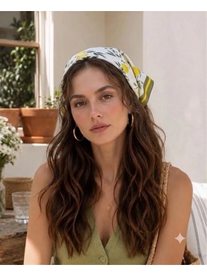 Trend Dokunuş 50-50 Saten Limonlu Fular Bandana