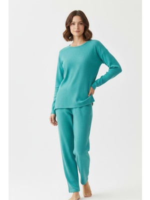 Fit Women Kadın Pamuklu Uzun Kollu Düz Pijama Takımı PJ2000