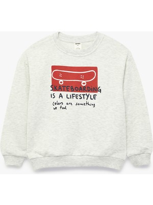 Koton Uzun Kollu Bisiklet Yaka Baskı Detaylı Sweatshirt