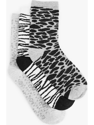 Koton Desenli Pamuklu 3'lü Soket Çorap Seti