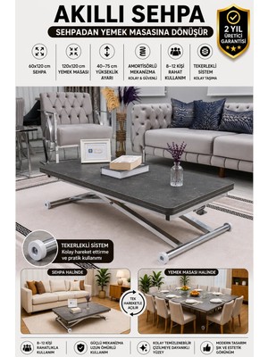 Sehpam Akıllı Home Üst Tabla Mdf Kartal Oval Köşe Alt Ayak Krom