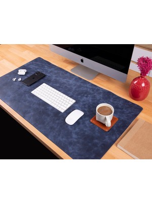BloominBag Atelier 91 Midnight Marine Leather Desk Mat - Large
