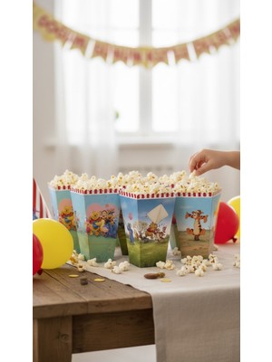 Cadde Süs Winnie The Pooh Temalı Popcorn 8 Adet Mısır Kutusu
