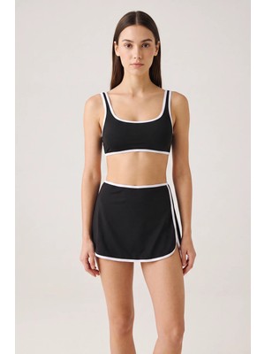 C&city Bralet Kaplı Etekli Bikini Takımı 6059 Siyah