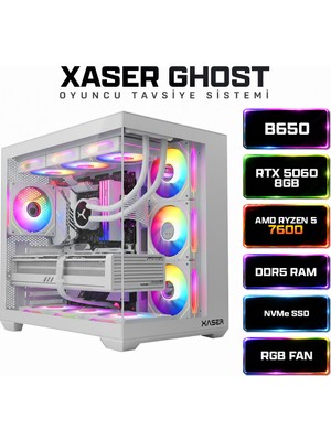 Xaser Ghost X170 Ryzen 5 7600 16GB Ram 1tb M.2 Nvme SSD 8gb RTX5060 Sıvı Soğutmalı Oyuncu Bilgisayarı