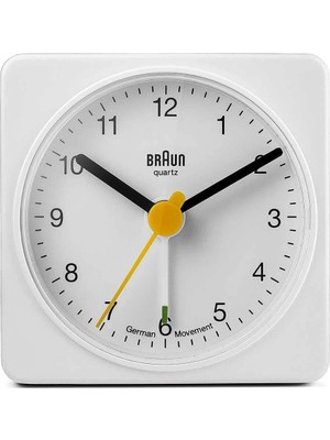 Braun BNC002WHWH Seyahat Çalar Saati, Kare Şeklinde, Klasik Tasarım, Beyaz