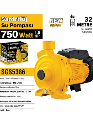 Sgs Santrifüj Su Pompası 750 Watt 1.0 Hp