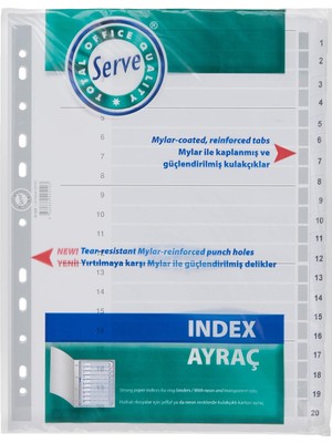 Serve Karton Ayrac 1-20 Rakam A4