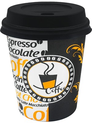 Aygün Cup 7 Oz Siyah Kapaklı Karton Bardak 180 ml - 100'LÜ (Otomat Bardak)
