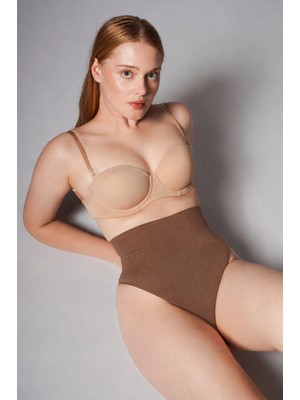 Fit Women Kadın Dikişsiz String Korse 1011 Kahverengi