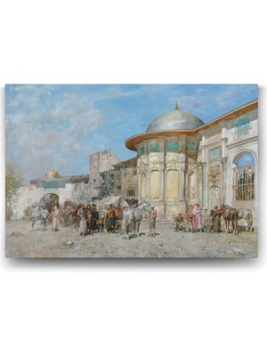 Alberto Pasini - At Pazarı Tablosu - 45X30CM