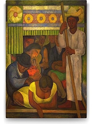 Diego Rivera - The Flowered Canoe Tablosu - 80X125CM