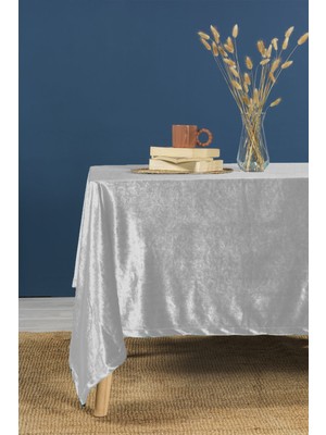 Elart Kadife Masa Örtüsü Dikdörtgen (150X220 Cm) Gri