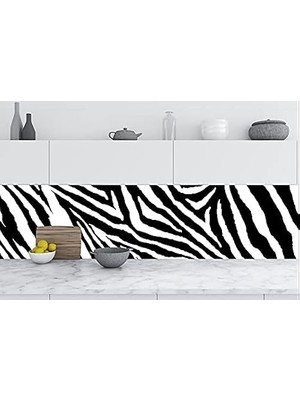 Mutfak Tezgah Arası Folyo Fayans Kaplama Folyosu Zebra Desen 60 x 300