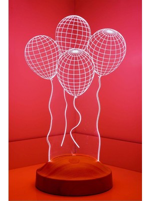 3 Boyutlu 3D Görünümlü Balon LED Lamba