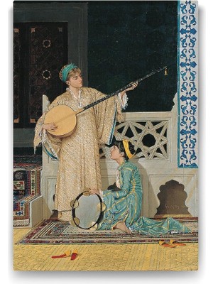 Osman Hamdi Bey - Iki Müzisyen Kadın Tablosu - 30X45CM