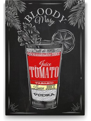 Bloody Mary Kokteyl Tarifi Tablosu - 100X140CM