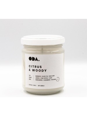 Woody - Narenciye Odunsu Kokulu Dekoratif Beyaz Kapaklı Kavanoz Soya Mumu I 165 gr Beyaz