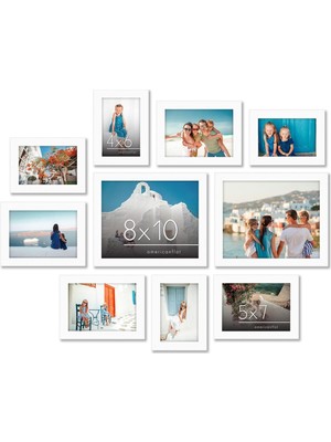 Parça Beyaz Galeri Duvar Resim Çerçevesi Seti 8X10 5x7 ve 4x6. Kırılmaya Dayanıklı Cam. Duvar