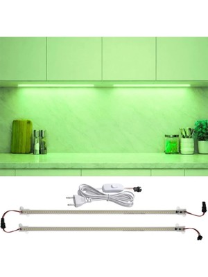 Burul 50 Cm Yüksek Lümen Fişli Bar Led Eklenebilir Şeffaf Pvc Kasalı 2 Adet