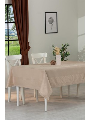 Tropik Home Jumbo Jakar Pano Desen Leke Tutmaz Jakarlı 150X220 cm Lüks 8 Kişilik Masa Örtüsü B