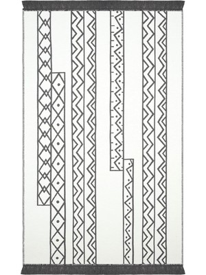 Beyaz Gri Kilim Halı Çift Taraflı Makinede Yıkanabilir Mutfak Balkon Banyo Kilim