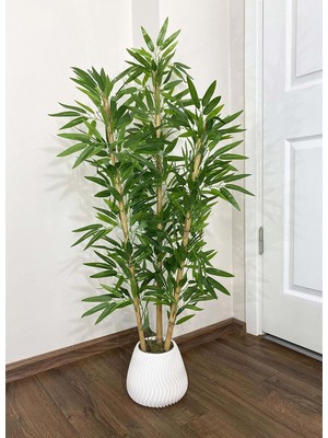 140 cm Yapay Bambu Spiral Beton Saksıda