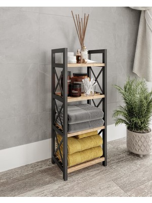 Dekoratif Banyo Rafı Organizer – Retro Tasarımlı Çok Amaçlı Düzenleyici Raf, Ahşap Çam Ra