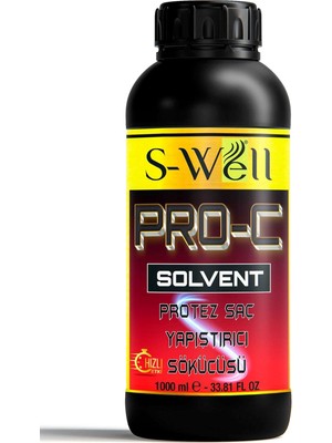 S-Well Pro-C Solvent Protez Saç Bant &amp; Yapıştırıcı Sökücüsü (1000 Ml)